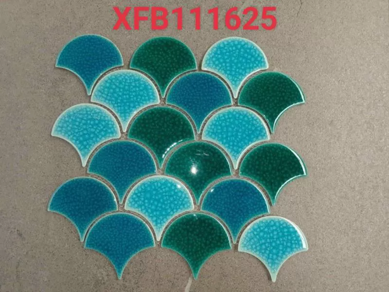 Gạch mosaic vảy cá men rạn mix màu 290x274mm mã XFB111625