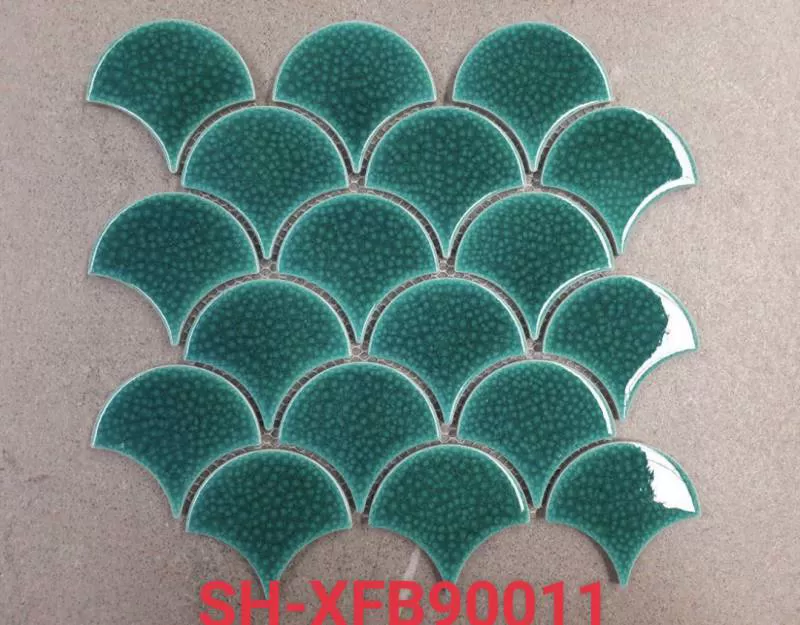 Gạch mosaic vảy cá men rạn màu xanh 290x274mm mã SH-XFB90011