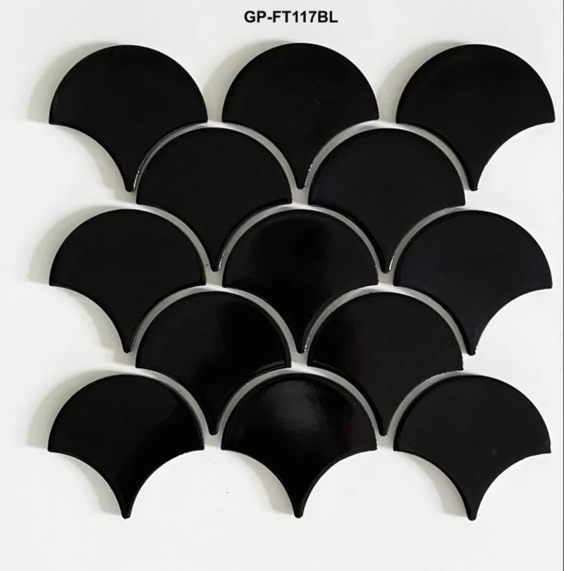 Gạch mosaic vảy cá màu đen 290x274mm mã GP-FT117BL 