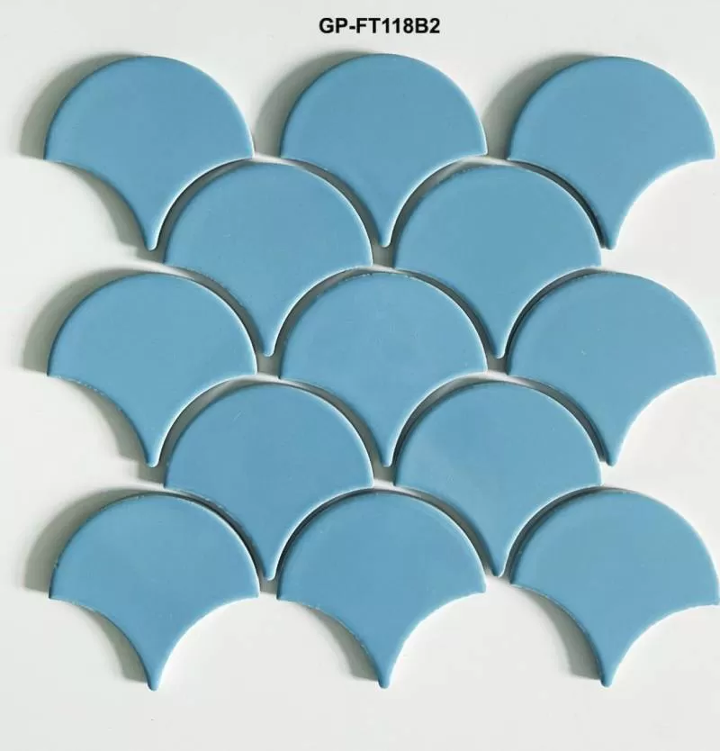 Gạch mosaic vảy cá xanh nhạt 290x274mm mã GP-FT118B2 