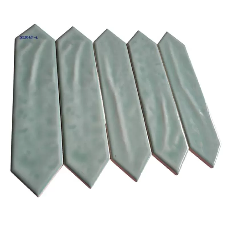 Gạch thẻ khuôn xanh nhạt bóng 4 cạnh hai bên 75*300 BD VP75306J-1