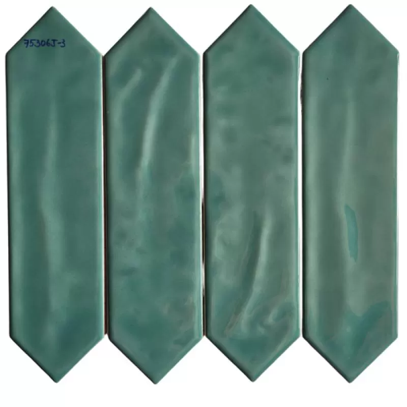 Gạch thẻ khuôn xanh đậm bóng 4 cạnh hai bên 75*300 BD VP75306J-3 