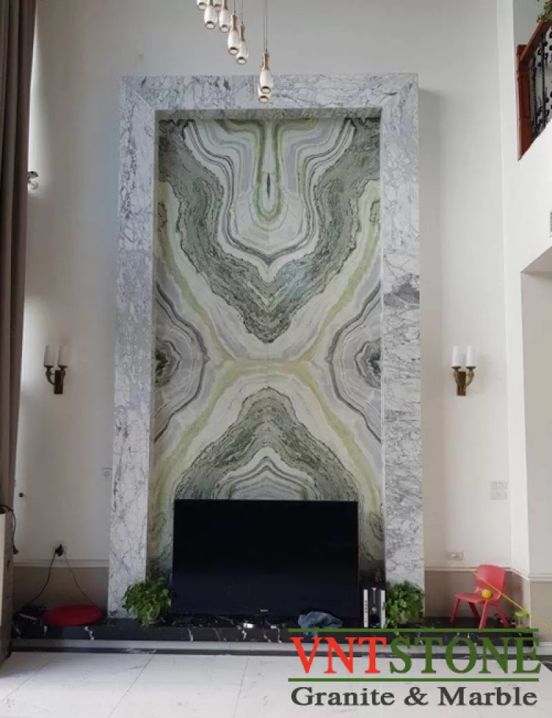 Đá ốp trang trí phòng khách Trắng Ngọc Bích