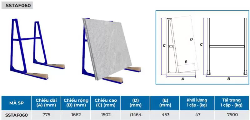 KHUNG DỰNG TẤM ĐÁ MỘT BÊN M2 - SSTAF060