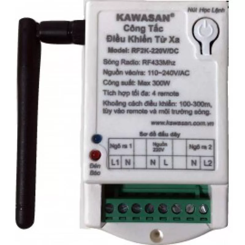 Vật Tư công tắc điều khiển từ xa - 2 kênh, anten ngắn, không remote RF2K 220V-VT
