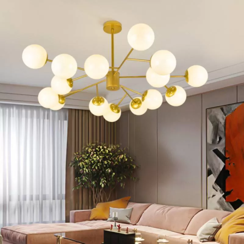 Đèn thả trần 15 bóng tròn thủy tinh đục WCC 1378-15