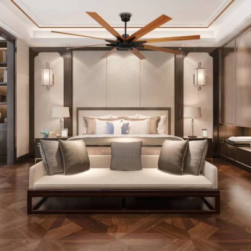 Đèn quạt trần trang trí 8 cánh gỗ thời thượng VQT-9830BK