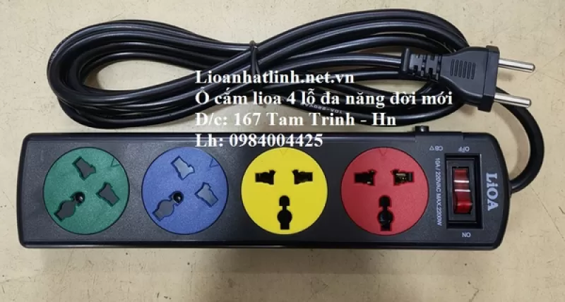 Ổ CẮM ĐIỆN LIOA 4 LỖ 5M MẦU ĐEN THẾ HỆ MỚI MODEL 4DND5.2.10 