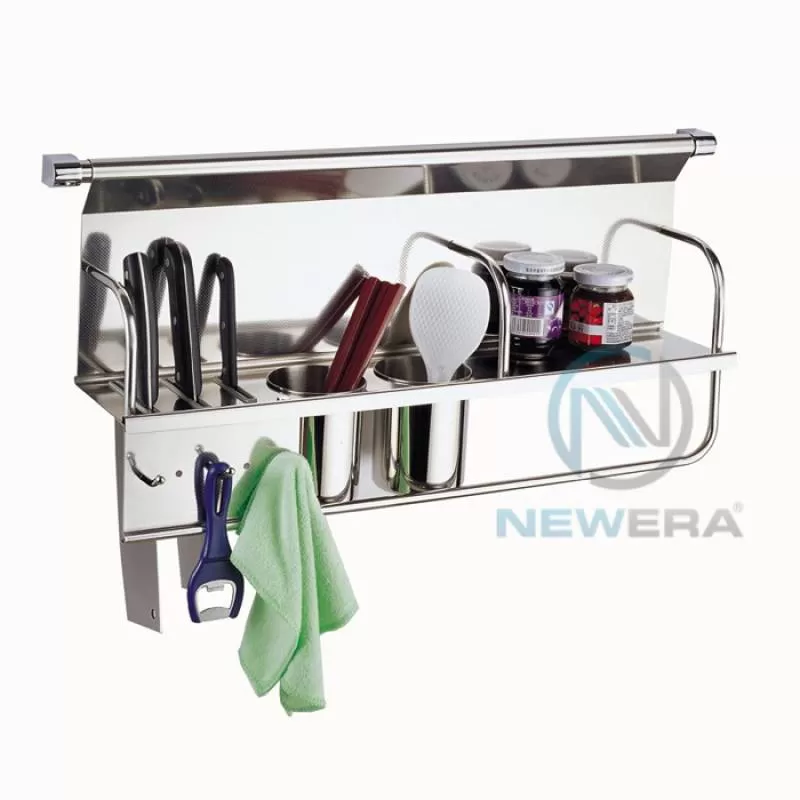 Giá inox cài dao, đũa, gia vị NewEra treo tủ giữa rộng 700mm