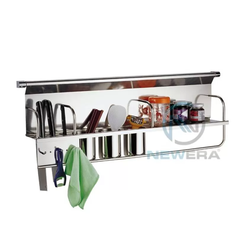 Giá inox cài dao, đũa, gia vị NewEra treo tủ giữa rộng 900mm