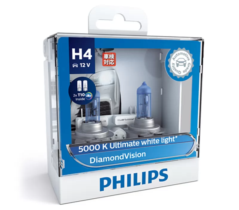 Bóng đèn pha ôtô/ xe hơi Philips Halogen H4 12342 DV 12V 60/55W PGJ19-2 S2 ánh sáng trắng, độ sáng 5000K