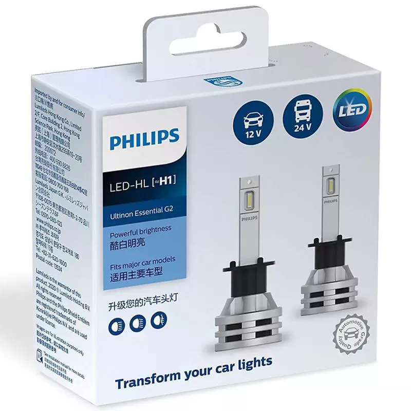 Bộ đèn pha xe hơi ô tô Philips ULTINON ESSENTIAL GEN2 LED H1 11258 UE G2 ánh sáng trắng 6500K