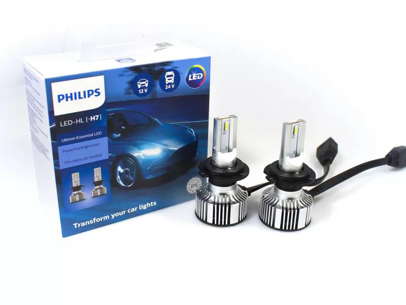 Bộ đèn pha xe hơi ô tô Philips Ultinon Essential Gen 2 LED H7 11972 UE2 X2 ánh sáng trắng 12V-24V-6500K 