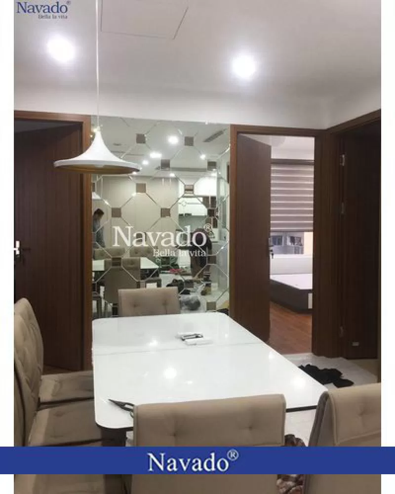 Gương ghép ô trang trí hình quả trám 