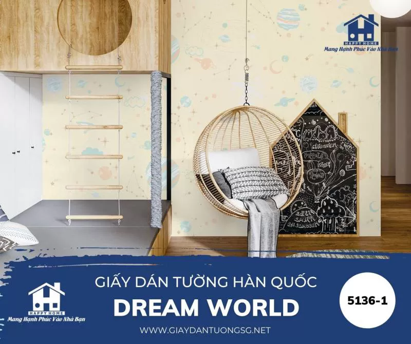 Giấy Dán Tường Phòng Trẻ Em Dream World 5136-1 