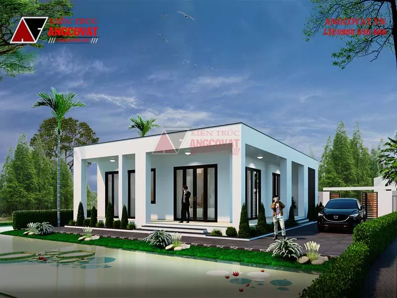 Thiết kế mẫu nhà 11x15m đẹp 1 tầng mái bằng đơn giản tiện nghi BT5080421