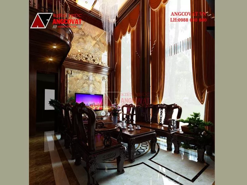 Mẫu thiết kế nội thất phòng khách 30m2 trong căn biệt thự 140m2 ở Ninh Bình BT527060