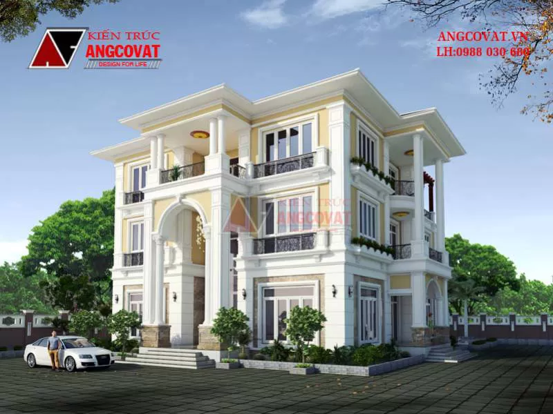Hình ảnh nhà xây thô thực tế 3 tầng tân cổ điển ở Hưng yên TIN116097