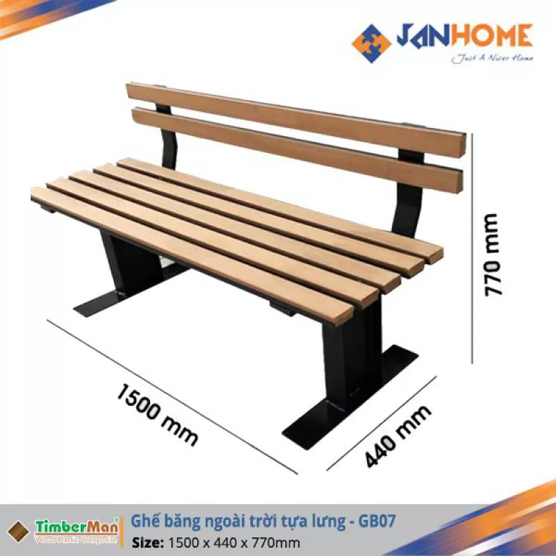 Ghế băng ngoài trời tựa lưng GB07-VG 