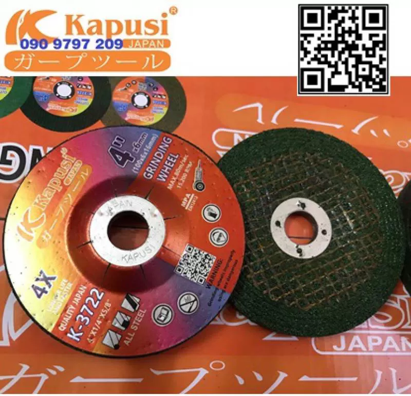 Đá mài Inox, Thép Xanh Japan Cao cấp 100x6x16mm KAPUSI K-3722