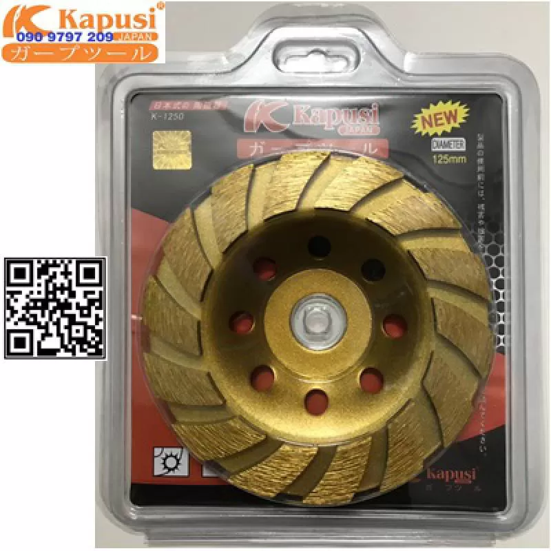 Chén mài bê tông vàng JAPAN Cao cấp 125mm KAPUSI K-1250