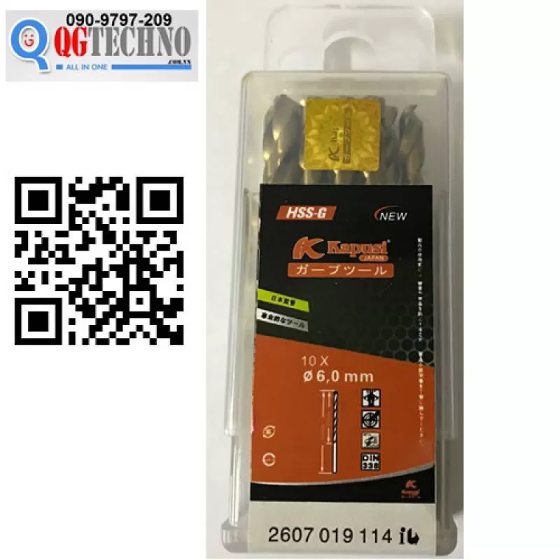 Mũi khoan kim loại sắt thép và Inox 6.2mm KAPUSI Japan