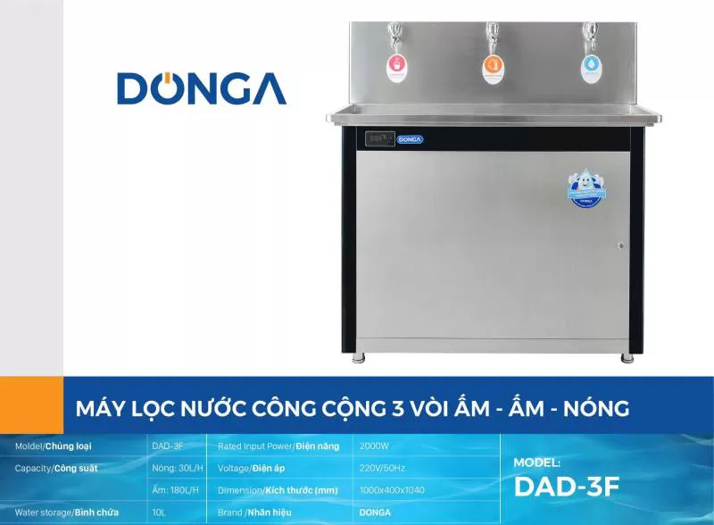 Máy Lọc Nước Nóng Lạnh Đông Á 3 vòi DAD-3F (40L/H) 