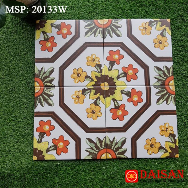 Gạch bông men vuông nhập khẩu kích thước 200*200mm 20133W