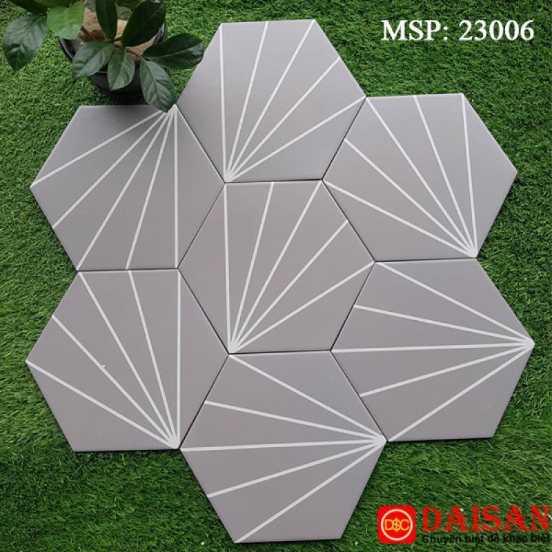 Gạch bông men lục giác nhập khẩu kích thước 200*230mm 23006