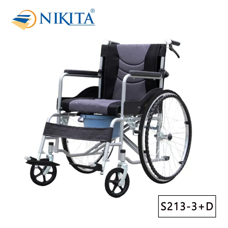 Xe lăn có nệm có bô vệ sinh Nikita tặng miếng lót lưng mông