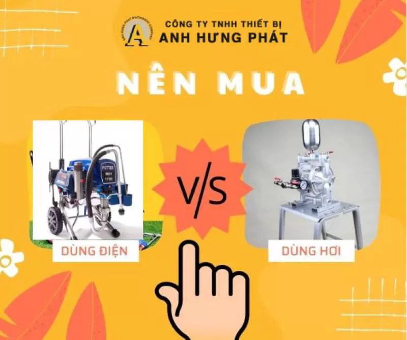 Phân biệt máy phun sơn nén khí và máy dùng điện