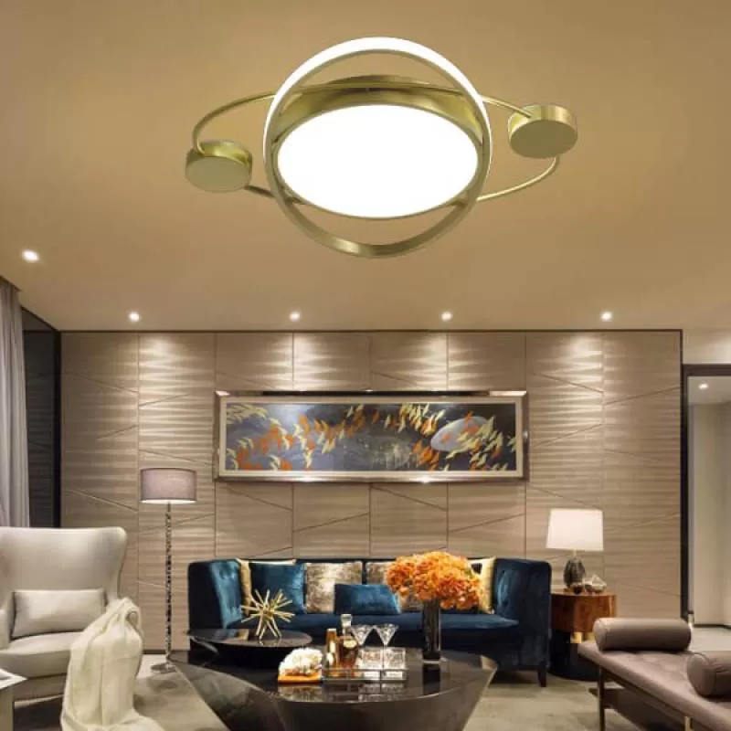 Đèn ốp trần đồng led hiện đại trang trí phòng khách D600mm HP-OD3097 