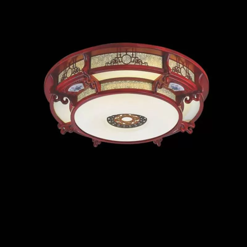 Đèn mâm ốp trần gỗ tròn cho phòng khách, phòng thờ D650mm EC-MG015 