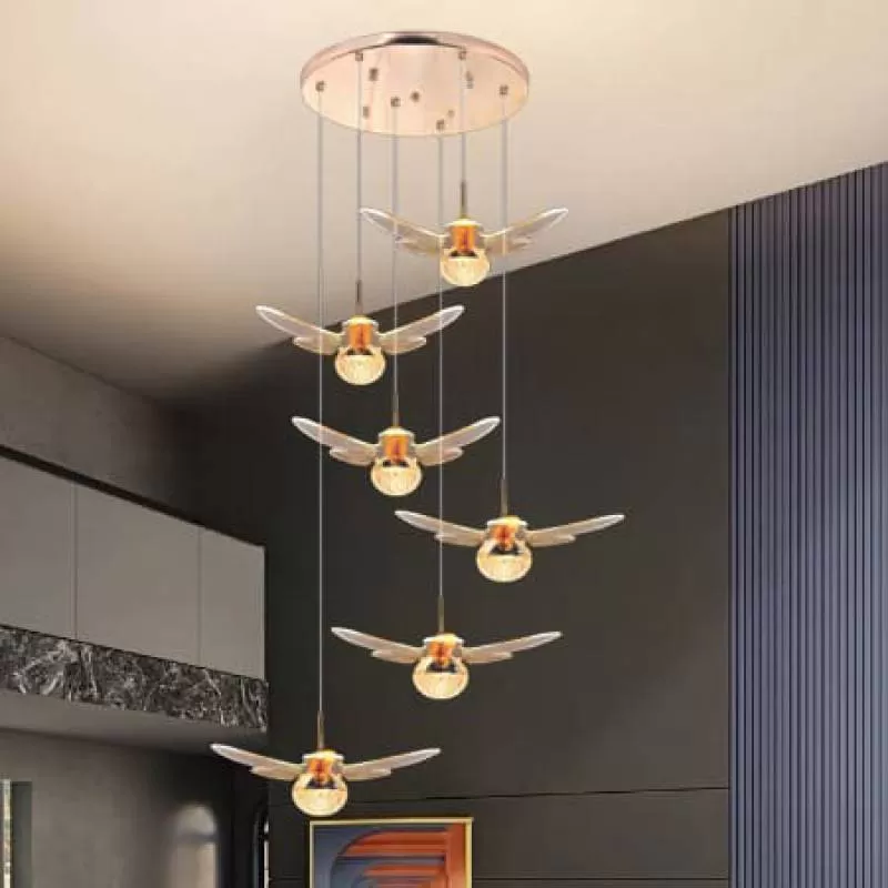 Đèn thả thông tầng cầu thang hình con ong làm bằng mica DR-NB2198/6 
