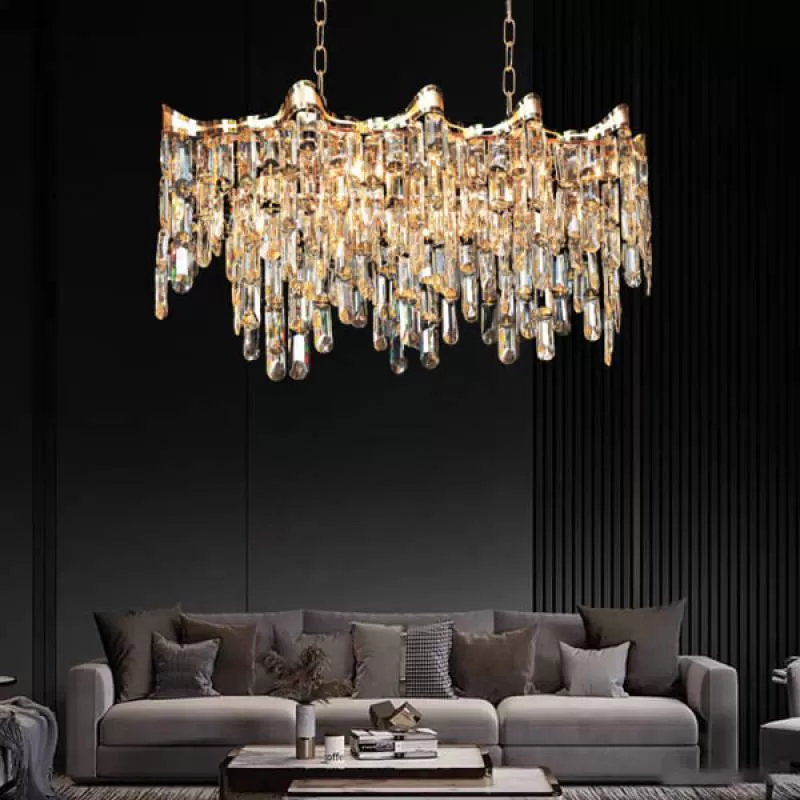Đèn pha lê thả trần trang trí phòng khách sang trọng L900mm DR-NC2160C 