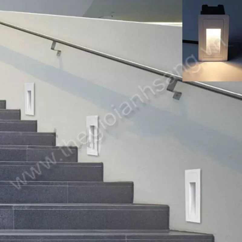 Đèn âm tường, hắt chân cầu thang ngoài trời chống thấm LED 3W EC-AT23