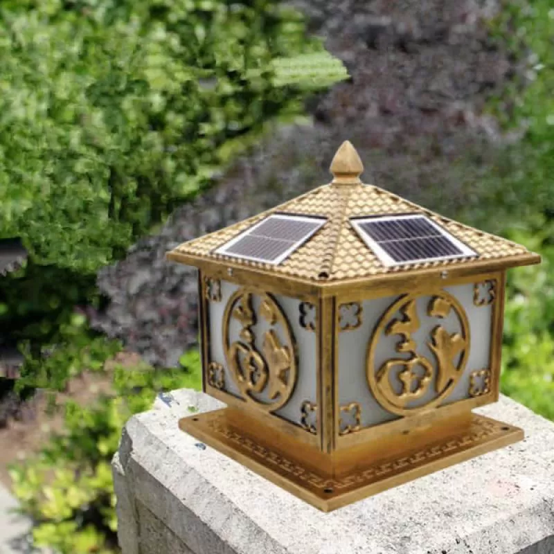 Đèn trụ cổng nhôm đúc vuông năng lượng mặt trời 400 x 400mm AN-TC5701C 