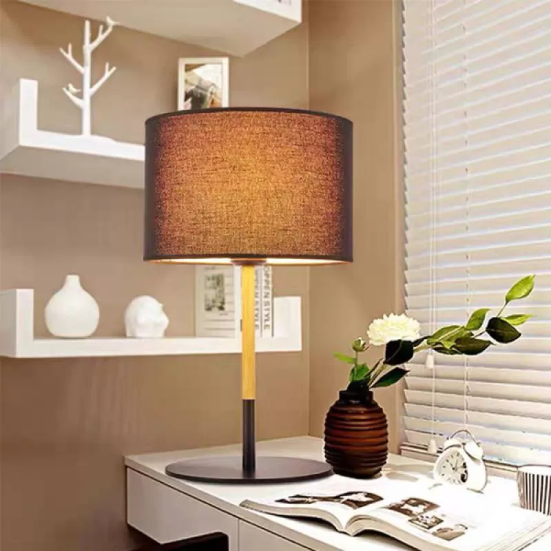 Đèn bàn chao vải để tab đầu giường phòng ngủ nhỏ đẹp H450mm DC-DB3084Đ