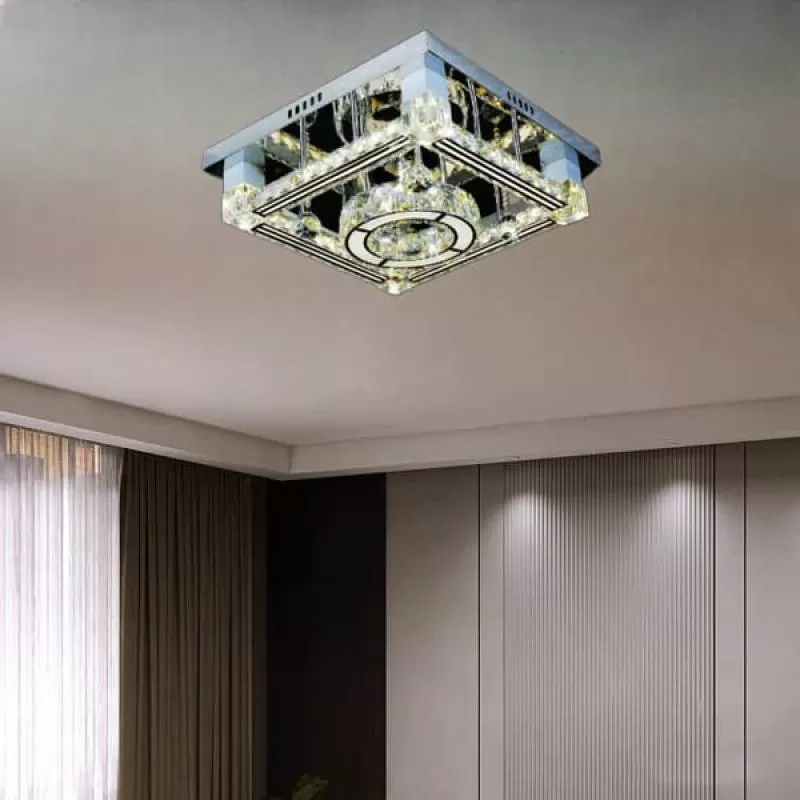 Đèn mâm ốp trần vuông phòng khách nhỏ, phòng ngủ D500mm HP-ML80122