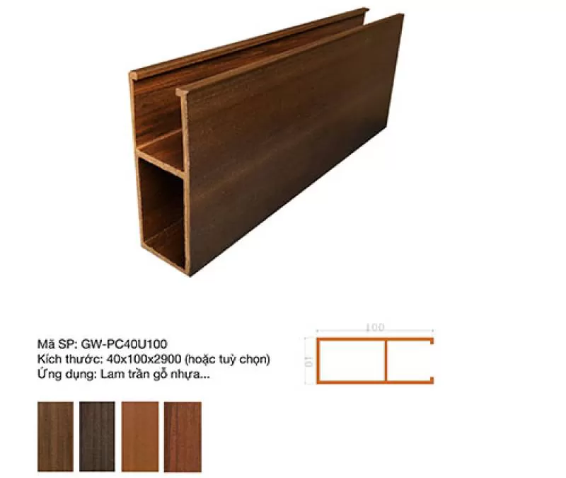 Trần treo gỗ nhựa GW- PC40U100