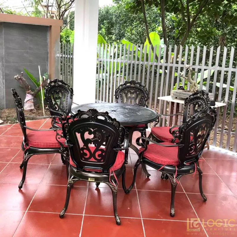 Bộ bàn ghế nhôm đúc nhập khẩu dành cho sân vườn, cafe và biệt thự