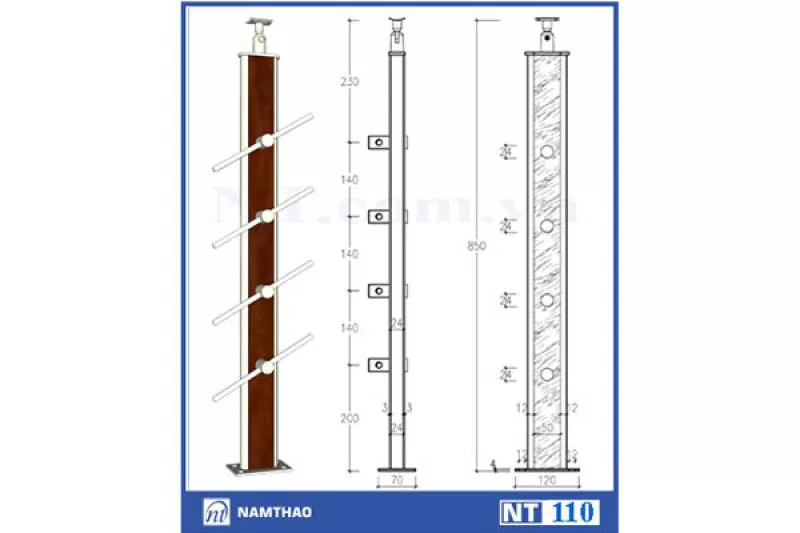 Trụ bắt suốt Inox NT110