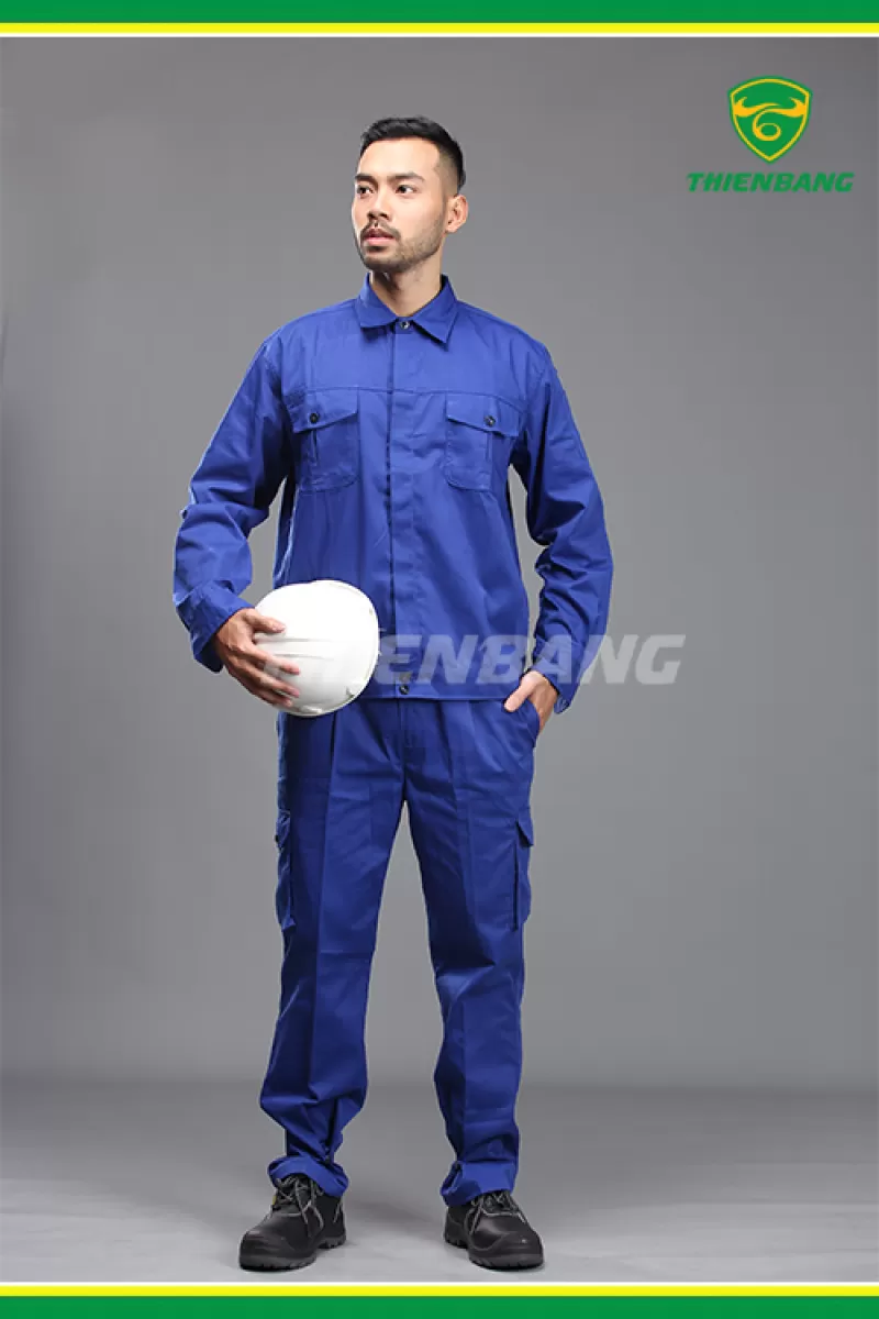 Quần Áo Bảo Hộ Màu Xanh Cho Công Nhân Vải Kaki Chất Lượng