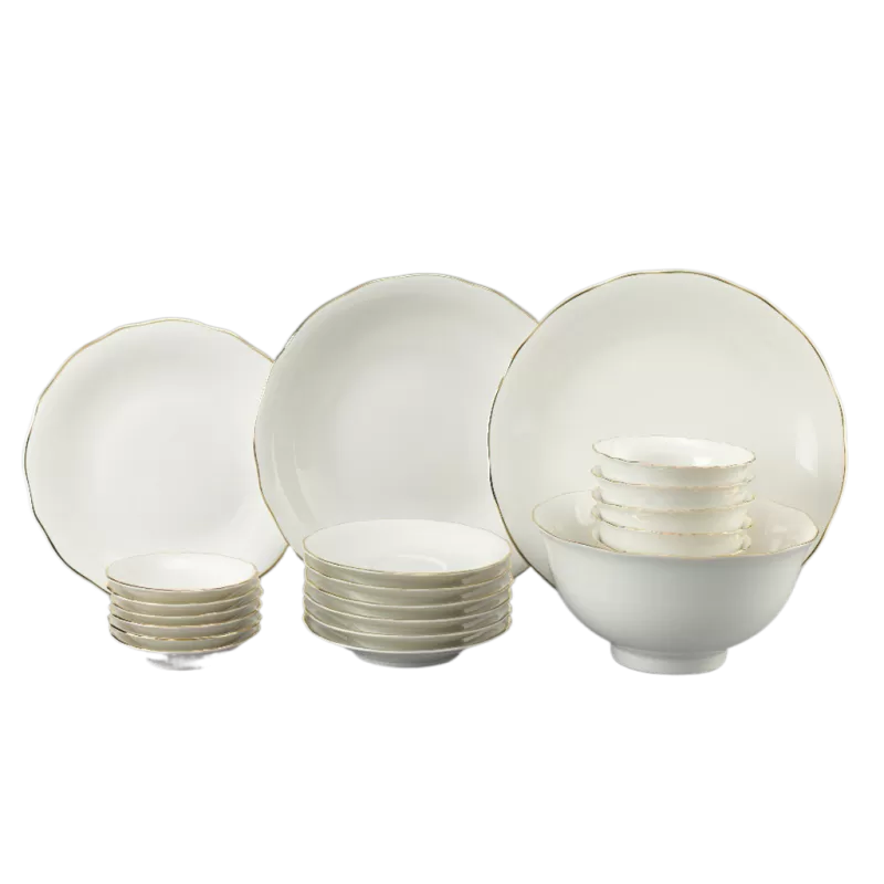 Bộ đồ ăn 22 sản phẩm - Mẫu Đơn IFP - Chỉ Vàng