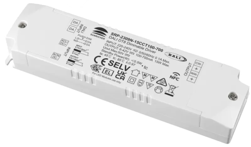 15W NFC Progammable DALI DT8 LED Driver (Constant Current) SRP-2309N-15CCT100-700