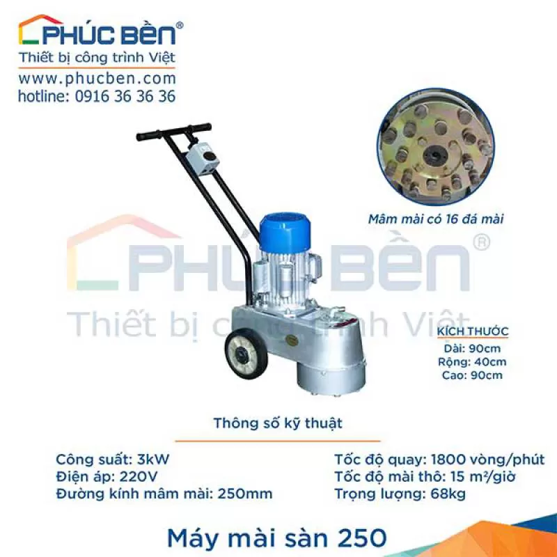 Máy Mài Sàn Bê Tông 250mm Giá Tốt HCM