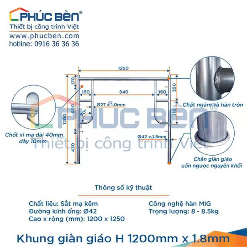 Khung giàn giáo H 1200mm