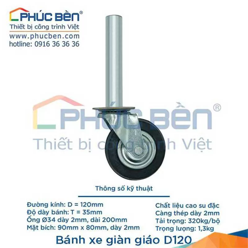 Bánh xe giàn giáo D120