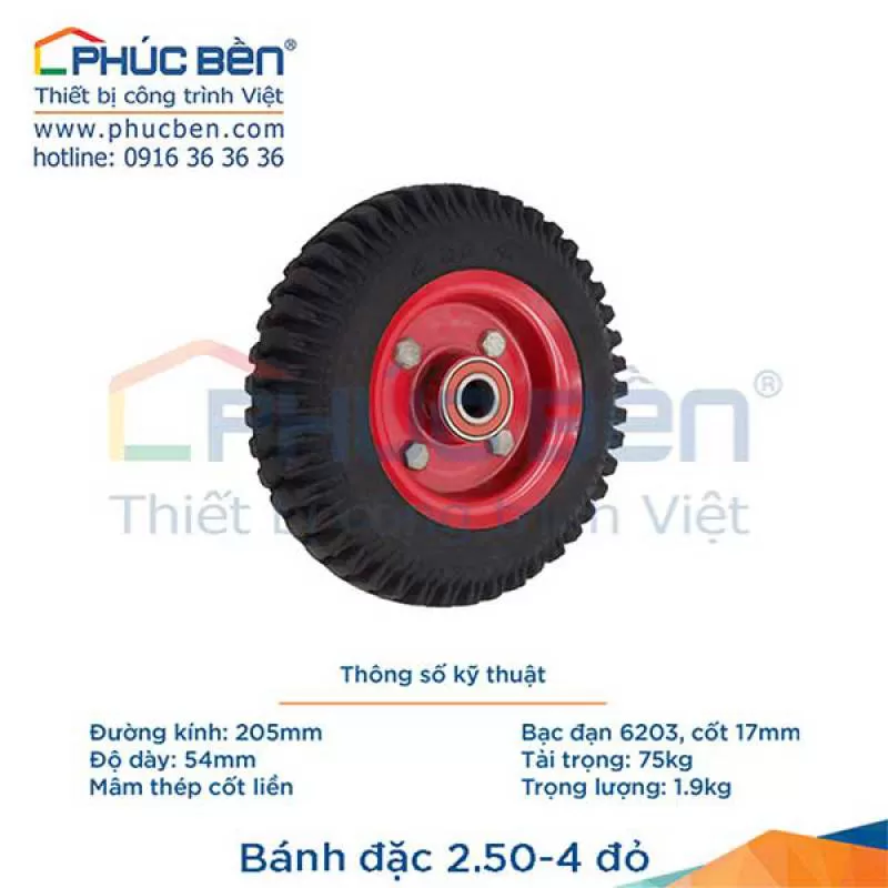 Bánh đặc 2.50-4 đỏ