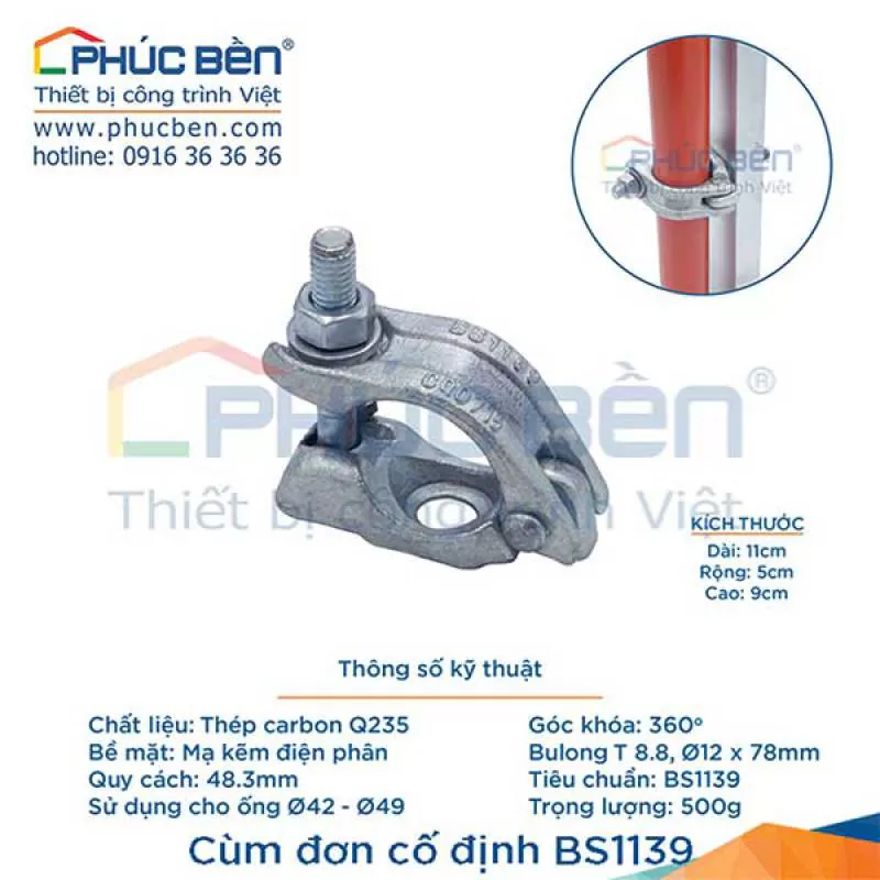 Cùm đơn cố định BS1139
